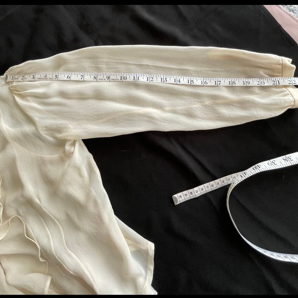 VALERIE STEVENS dark Ivory/cream 100% silk chiffon blouse a cami - Picture 5 of 8